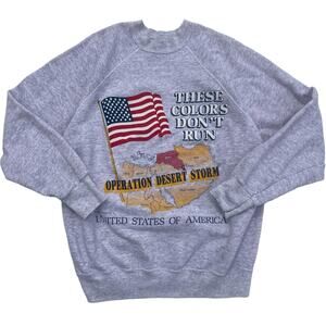 Vintage Operation Desert Storm Army Military USA Flag Crewneck Size Large